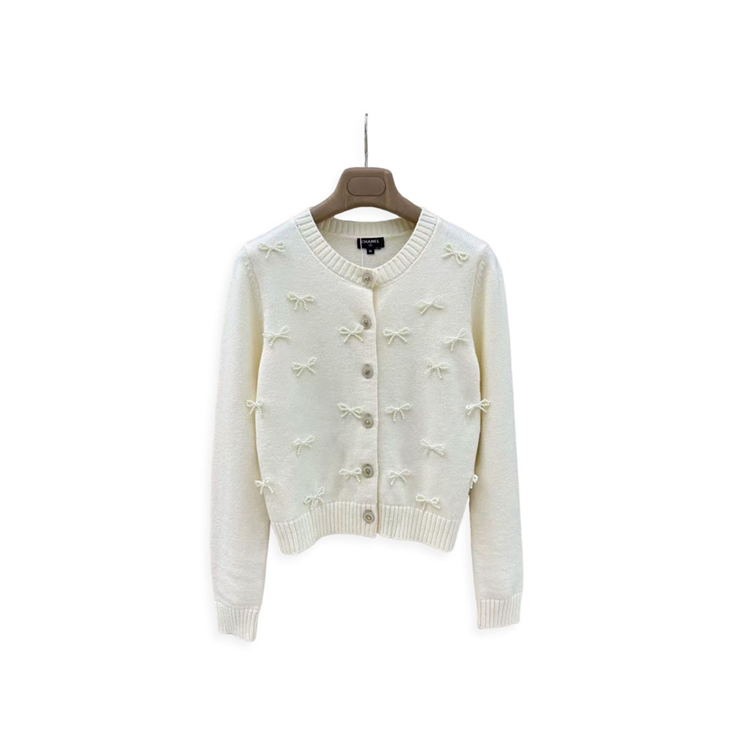 CHANEL MODEST CREW NECK BEADED WOMEN'S KNIT CARDIGAN 